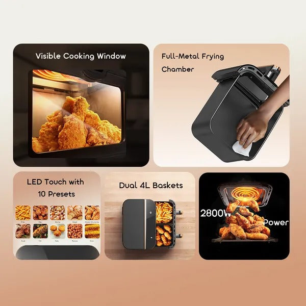 Oraimo NutriFry Duo Dual Basket Independent Control 8L AirFryer